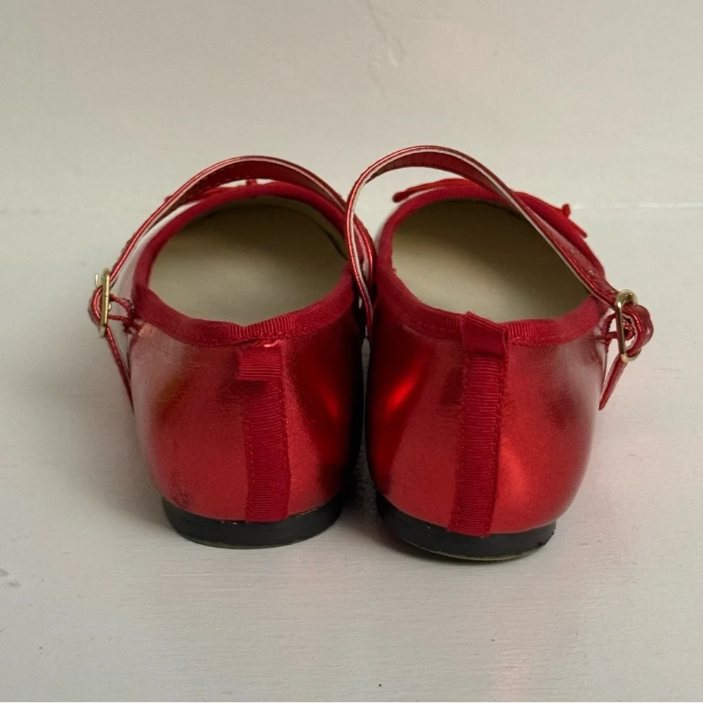 Crewcuts Red Metallic Mary Jane Ballet Flats Girls Size 3